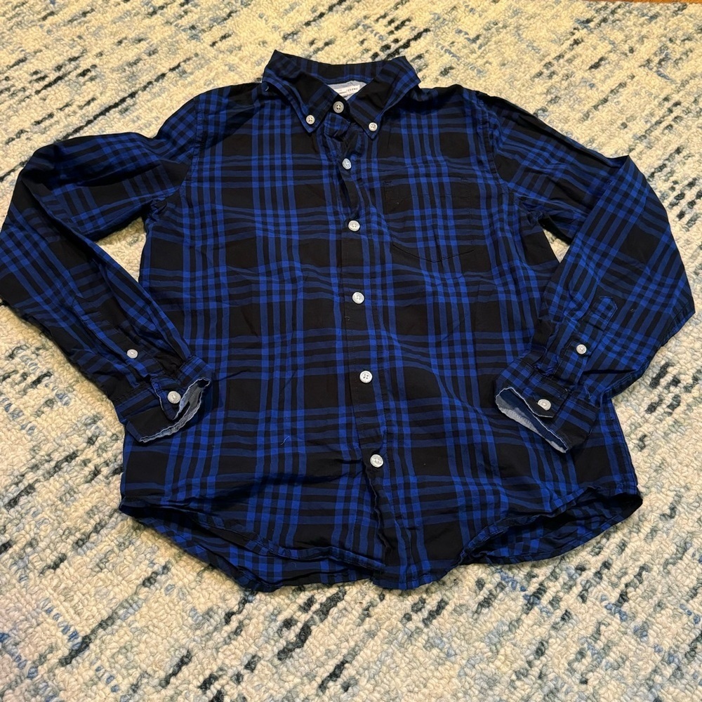 Rockets of Awesome Blue and Black Plaid Button Down Shirt